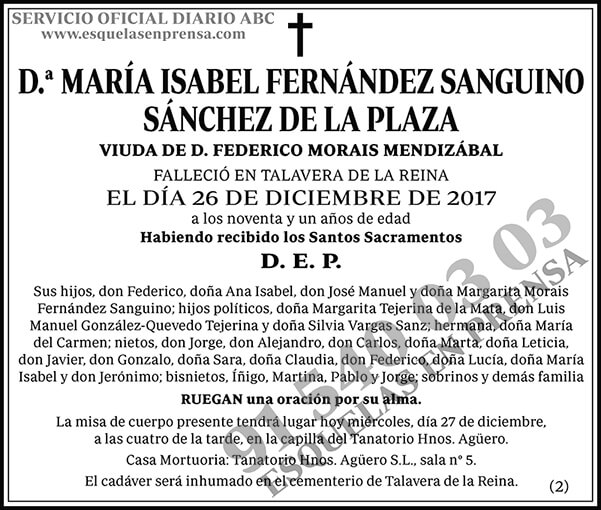 María Isabel Fernández Sanguino Sánchez de la Plaza